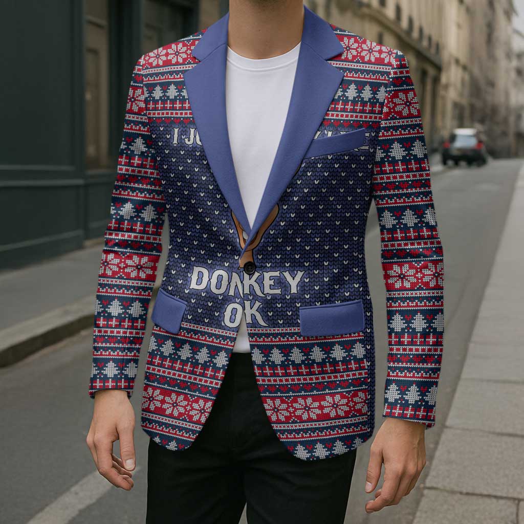 I Just Really Like Donkey Christmas Christmas Blazer Xmas Holiday Patterns - Wonder Print Shop