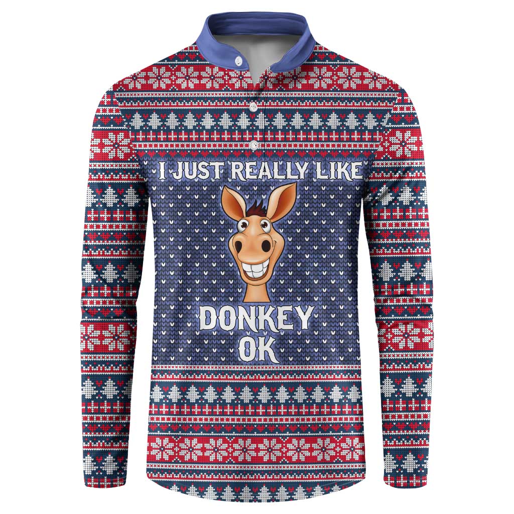 I Just Really Like Donkey Christmas Christmas Button Sweatshirt Xmas Holiday Patterns - Wonder Print Shop