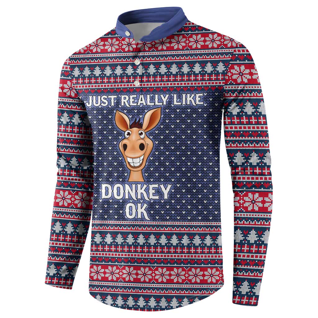I Just Really Like Donkey Christmas Christmas Button Sweatshirt Xmas Holiday Patterns - Wonder Print Shop