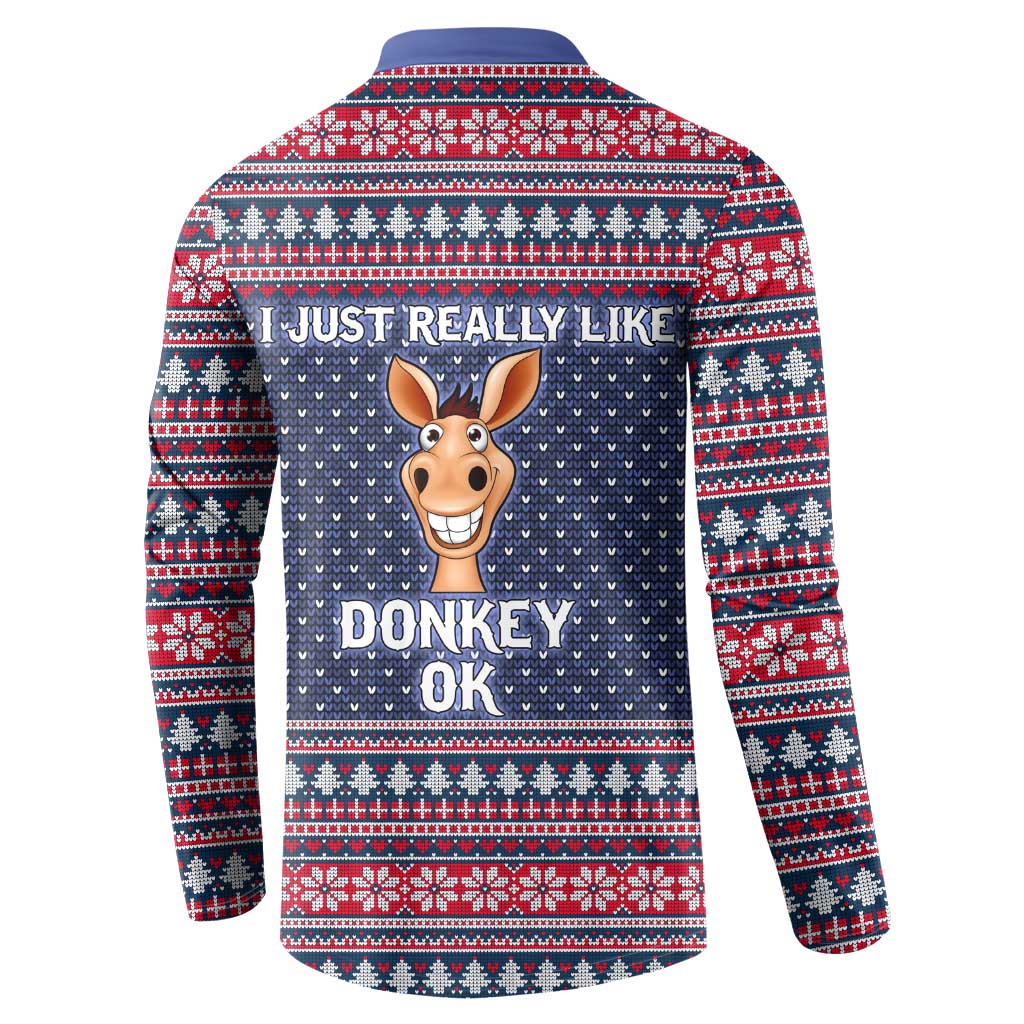 I Just Really Like Donkey Christmas Christmas Button Sweatshirt Xmas Holiday Patterns - Wonder Print Shop