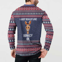 I Just Really Like Donkey Christmas Christmas Button Sweatshirt Xmas Holiday Patterns - Wonder Print Shop