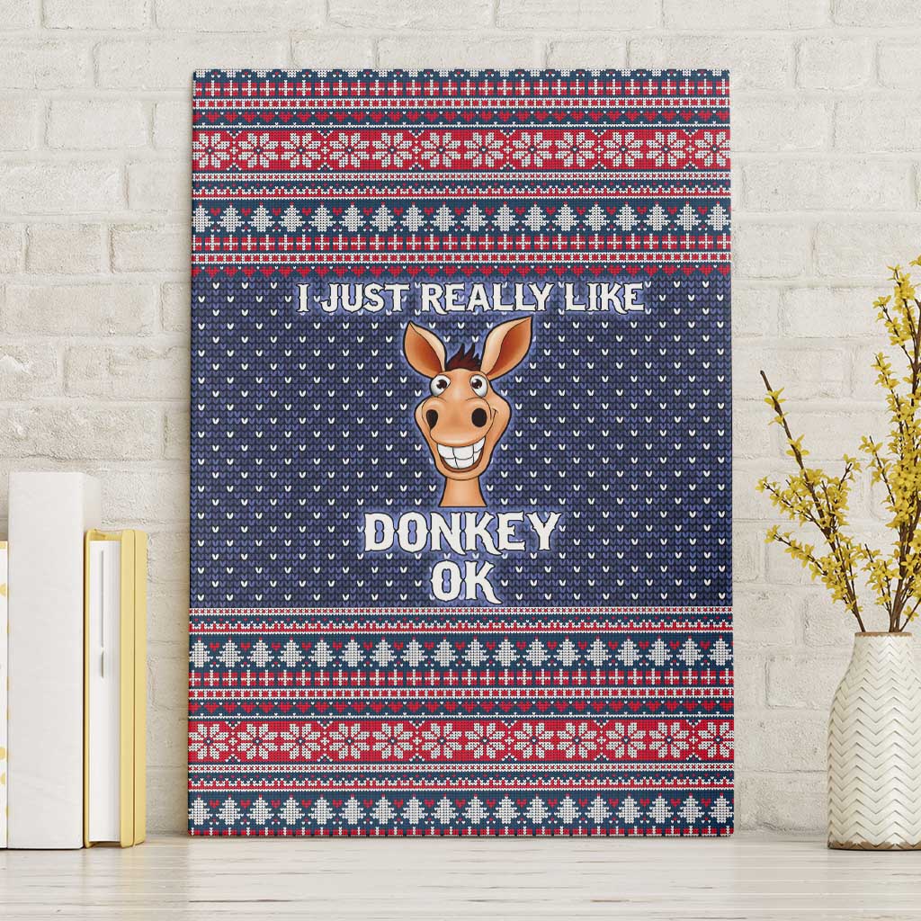 I Just Really Like Donkey Christmas Christmas Canvas Wall Art Xmas Holiday Patterns - Wonder Print Shop
