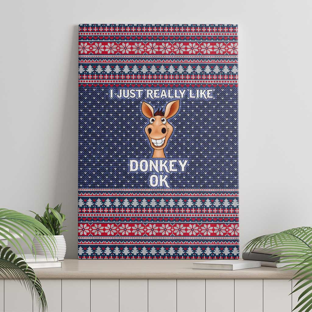I Just Really Like Donkey Christmas Christmas Canvas Wall Art Xmas Holiday Patterns - Wonder Print Shop