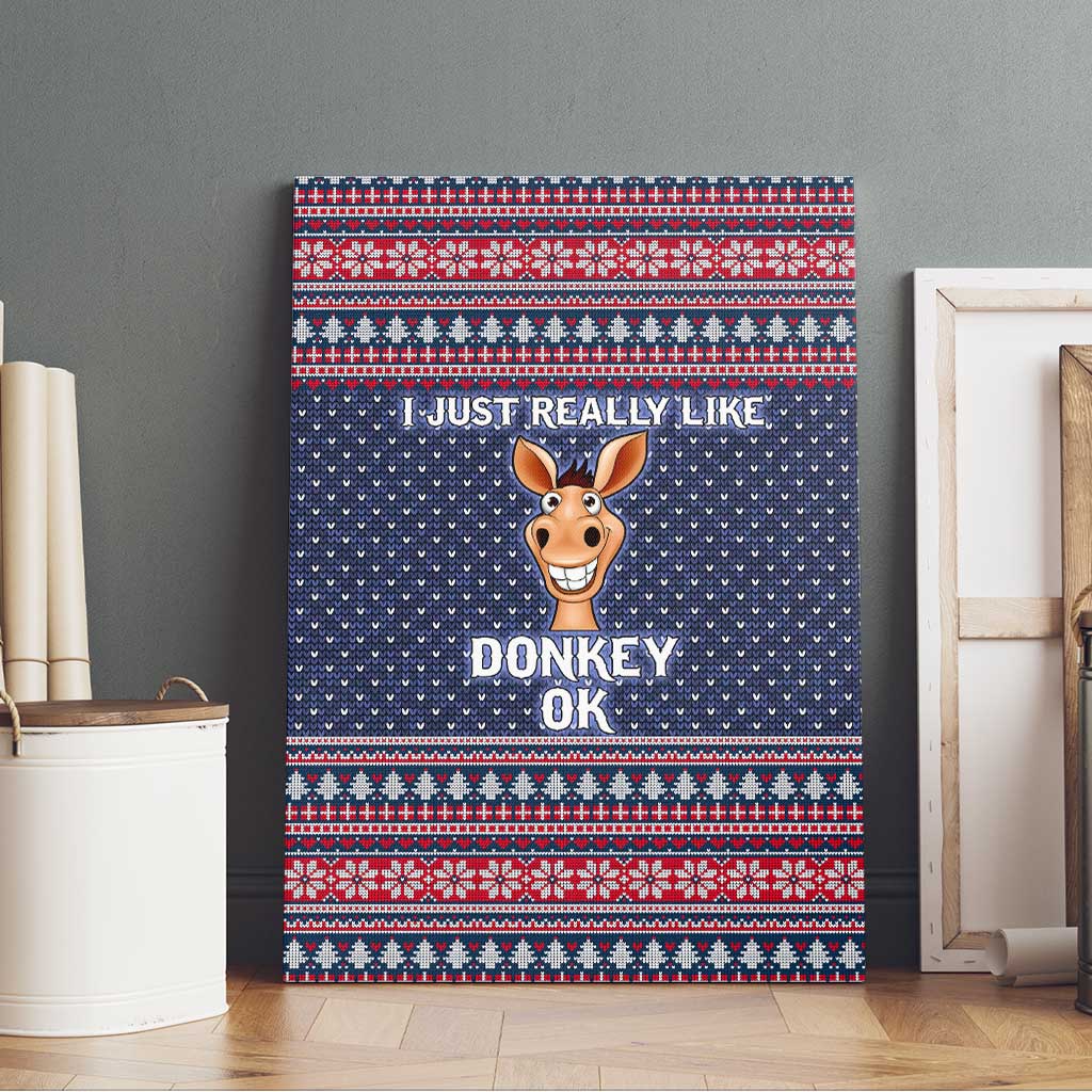 I Just Really Like Donkey Christmas Christmas Canvas Wall Art Xmas Holiday Patterns - Wonder Print Shop