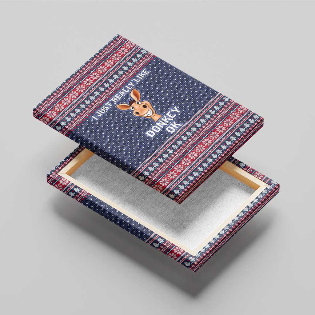 I Just Really Like Donkey Christmas Christmas Canvas Wall Art Xmas Holiday Patterns - Wonder Print Shop