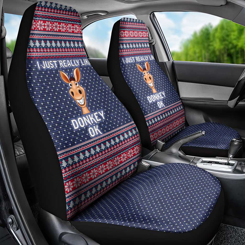 I Just Really Like Donkey Christmas Christmas Car Seat Cover Xmas Holiday Patterns - Wonder Print Shop