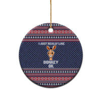 I Just Really Like Donkey Christmas Ceramic Ornament Xmas Holiday Patterns - Wonder Print Shop