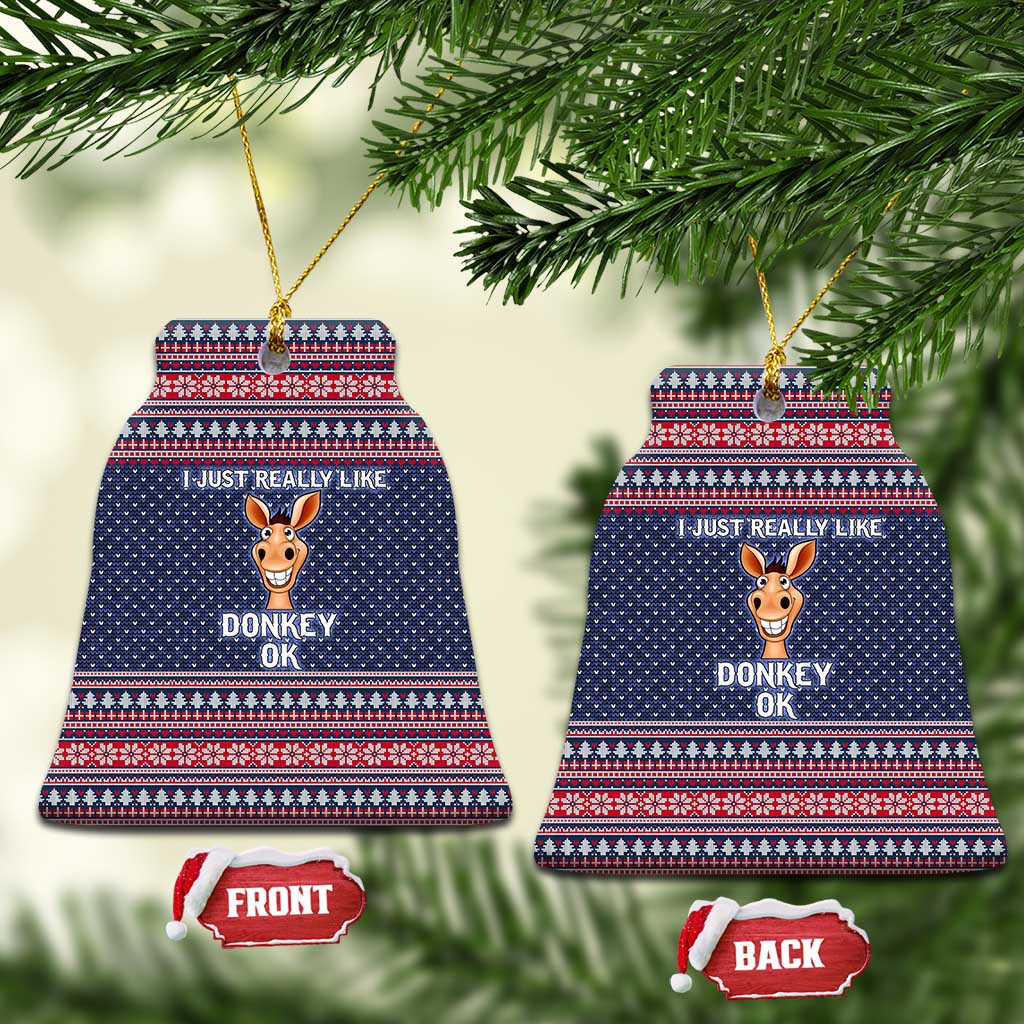 I Just Really Like Donkey Christmas Ceramic Ornament Xmas Holiday Patterns - Wonder Print Shop