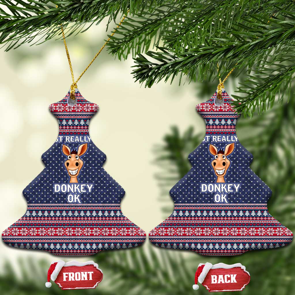 I Just Really Like Donkey Christmas Ceramic Ornament Xmas Holiday Patterns - Wonder Print Shop