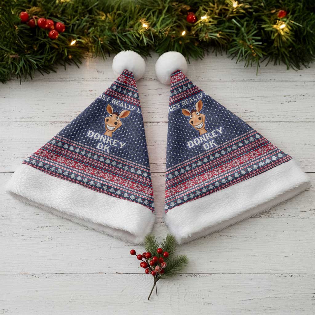 I Just Really Like Donkey Christmas Christmas Santa Hat Xmas Holiday Patterns - Wonder Print Shop