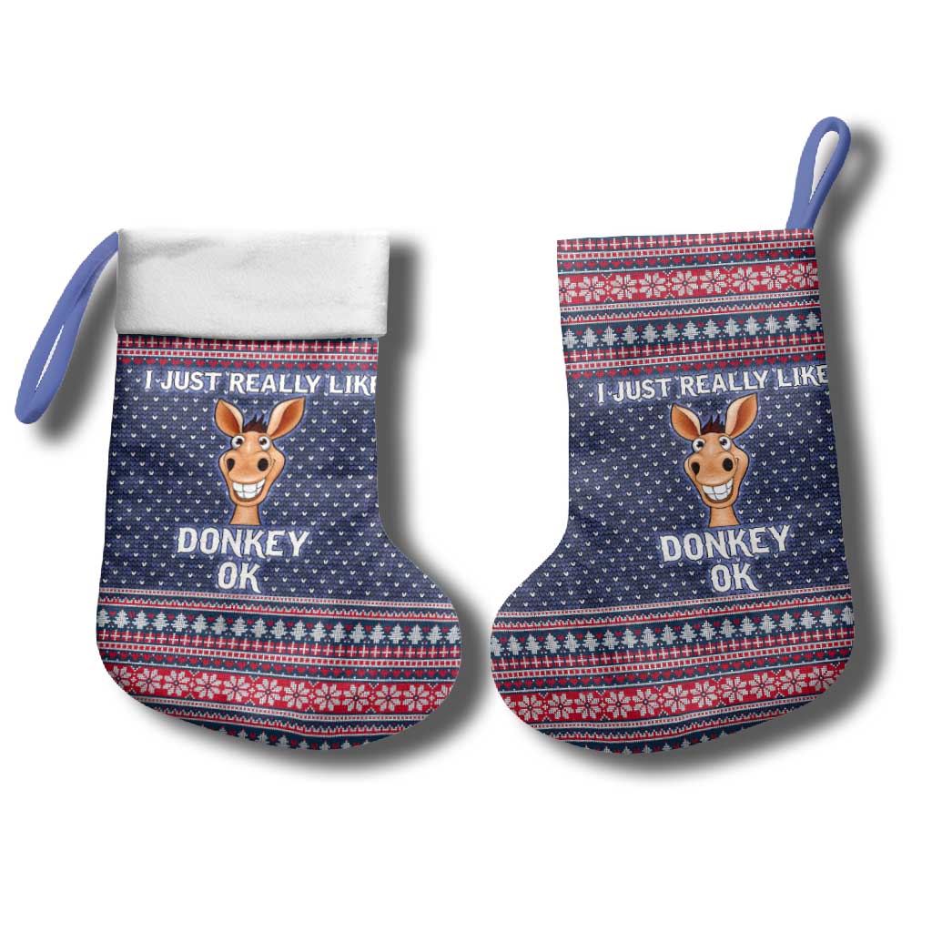 I Just Really Like Donkey Christmas Christmas Stocking Xmas Holiday Patterns - Wonder Print Shop