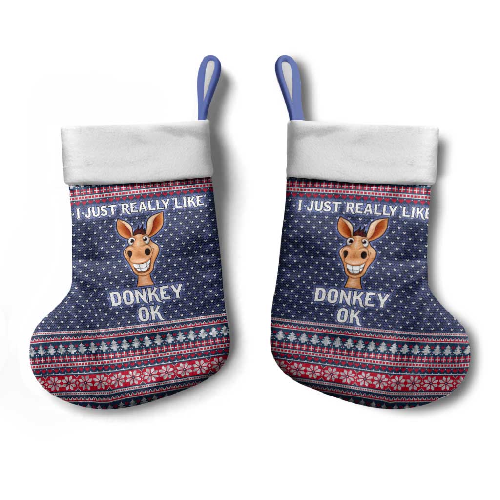 I Just Really Like Donkey Christmas Christmas Stocking Xmas Holiday Patterns - Wonder Print Shop
