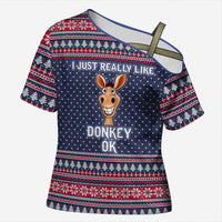 I Just Really Like Donkey Christmas Christmas Cross Shoulder Shirt Xmas Holiday Patterns - Wonder Print Shop