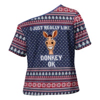 I Just Really Like Donkey Christmas Christmas Cross Shoulder Shirt Xmas Holiday Patterns - Wonder Print Shop