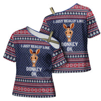 I Just Really Like Donkey Christmas Christmas Cross Shoulder Shirt Xmas Holiday Patterns - Wonder Print Shop