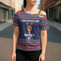 I Just Really Like Donkey Christmas Christmas Cross Shoulder Shirt Xmas Holiday Patterns - Wonder Print Shop
