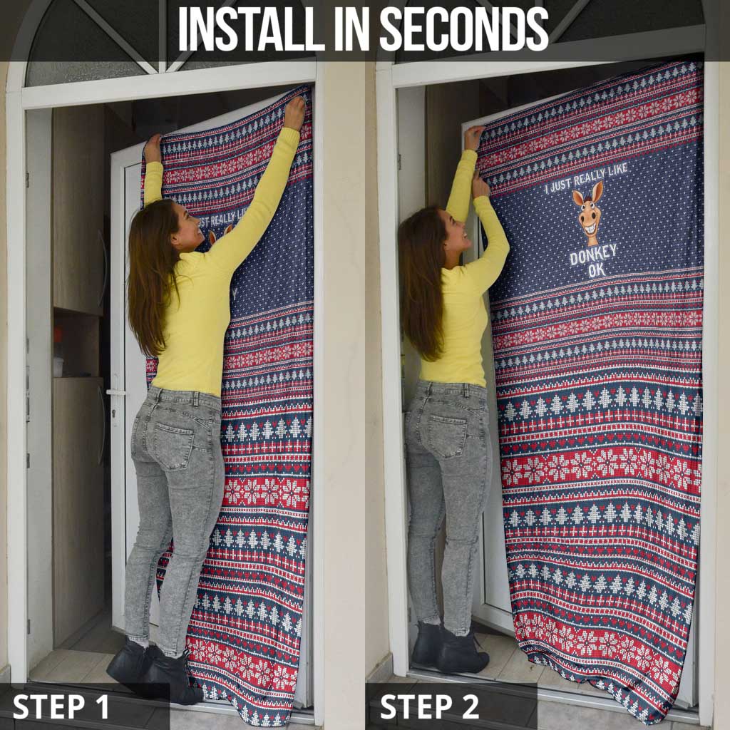 I Just Really Like Donkey Christmas Christmas Door Cover Xmas Holiday Patterns - Wonder Print Shop