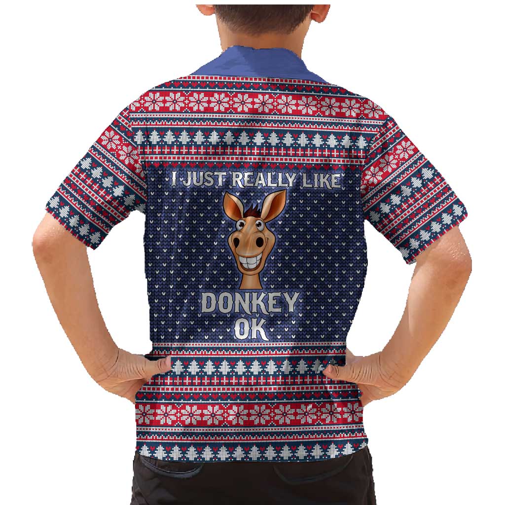 I Just Really Like Donkey Christmas Christmas Family Matching Mermaid Dress and Hawaiian Shirt Xmas Holiday Patterns - Wonder Print Shop