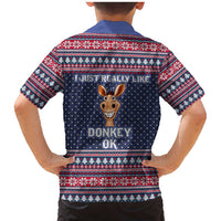 I Just Really Like Donkey Christmas Christmas Family Matching Mermaid Dress and Hawaiian Shirt Xmas Holiday Patterns - Wonder Print Shop
