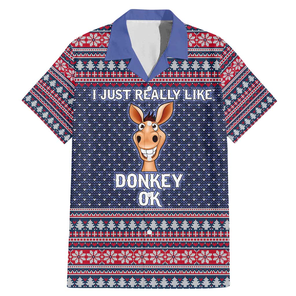 I Just Really Like Donkey Christmas Christmas Family Matching Mermaid Dress and Hawaiian Shirt Xmas Holiday Patterns - Wonder Print Shop