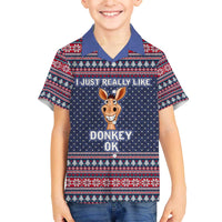 I Just Really Like Donkey Christmas Christmas Family Matching Off The Shoulder Long Sleeve Dress and Hawaiian Shirt Xmas Holiday Patterns - Wonder Print Shop