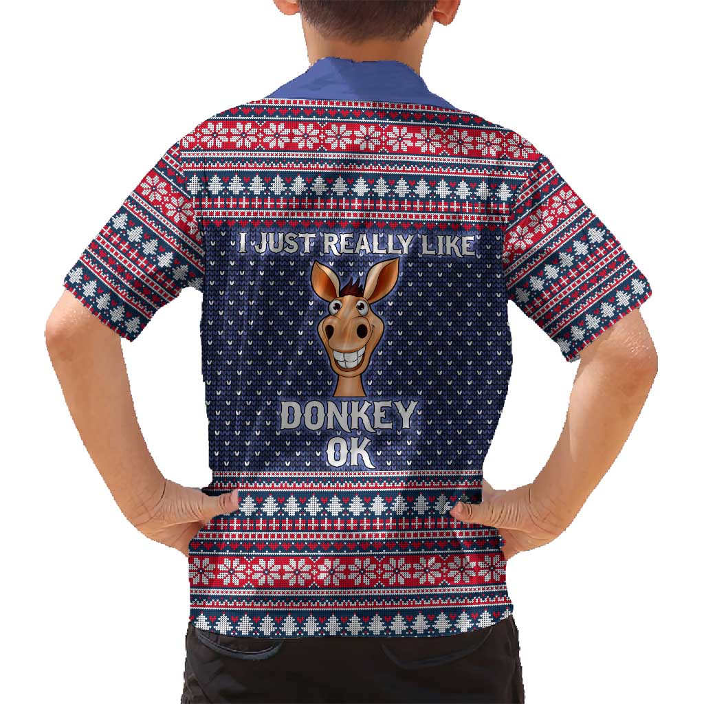 I Just Really Like Donkey Christmas Christmas Family Matching Off Shoulder Maxi Dress and Hawaiian Shirt Xmas Holiday Patterns - Wonder Print Shop
