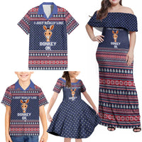 I Just Really Like Donkey Christmas Christmas Family Matching Off Shoulder Maxi Dress and Hawaiian Shirt Xmas Holiday Patterns - Wonder Print Shop