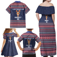 I Just Really Like Donkey Christmas Christmas Family Matching Off Shoulder Maxi Dress and Hawaiian Shirt Xmas Holiday Patterns - Wonder Print Shop