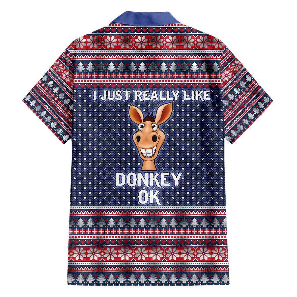 I Just Really Like Donkey Christmas Christmas Family Matching Off Shoulder Short Dress and Hawaiian Shirt Xmas Holiday Patterns - Wonder Print Shop