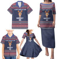 I Just Really Like Donkey Christmas Christmas Family Matching Puletasi and Hawaiian Shirt Xmas Holiday Patterns - Wonder Print Shop