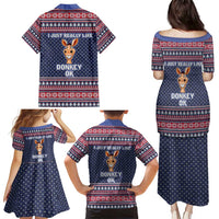 I Just Really Like Donkey Christmas Christmas Family Matching Puletasi and Hawaiian Shirt Xmas Holiday Patterns - Wonder Print Shop