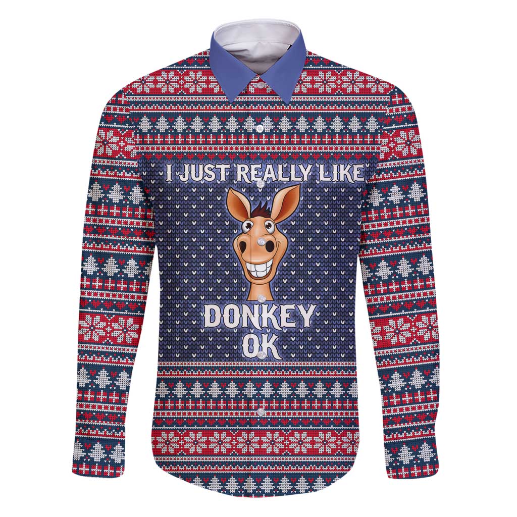 I Just Really Like Donkey Christmas Christmas Family Matching Puletasi and Hawaiian Shirt Xmas Holiday Patterns - Wonder Print Shop
