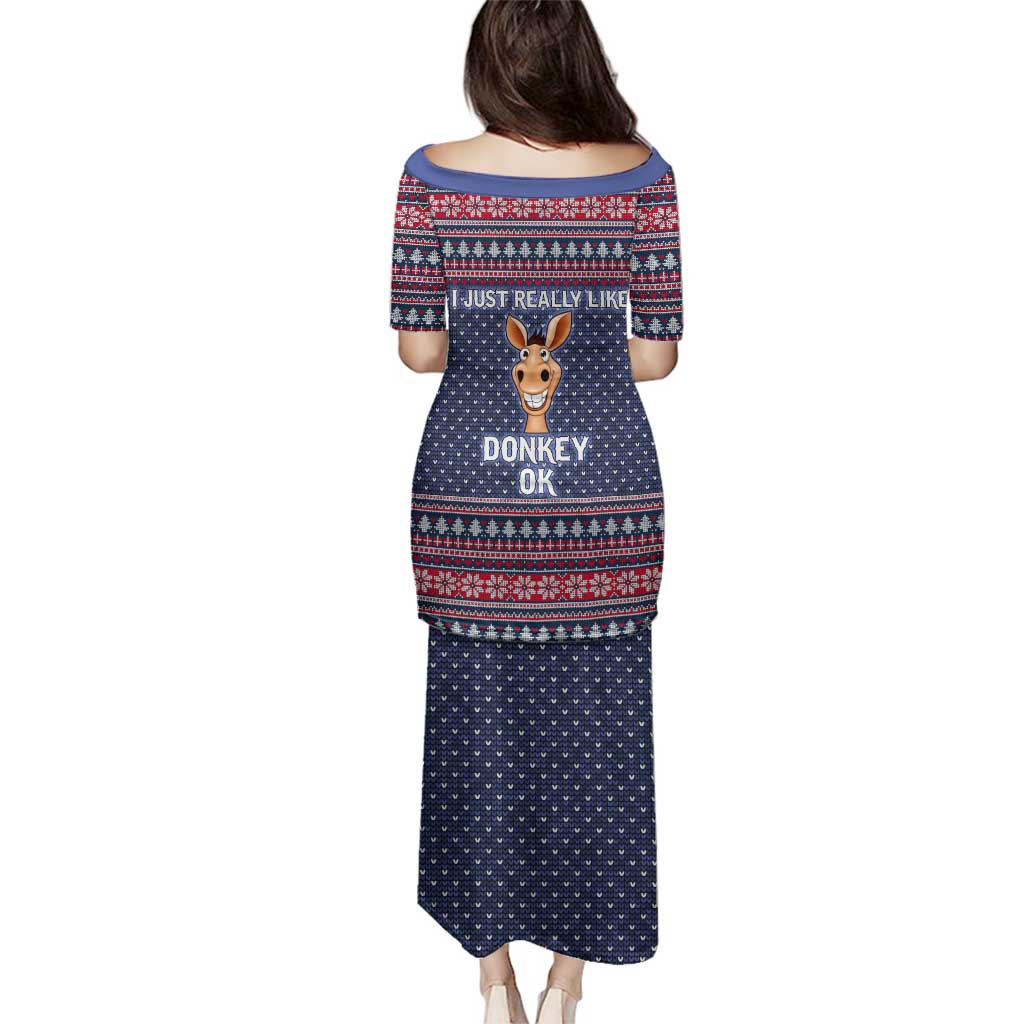 I Just Really Like Donkey Christmas Christmas Family Matching Puletasi and Hawaiian Shirt Xmas Holiday Patterns - Wonder Print Shop