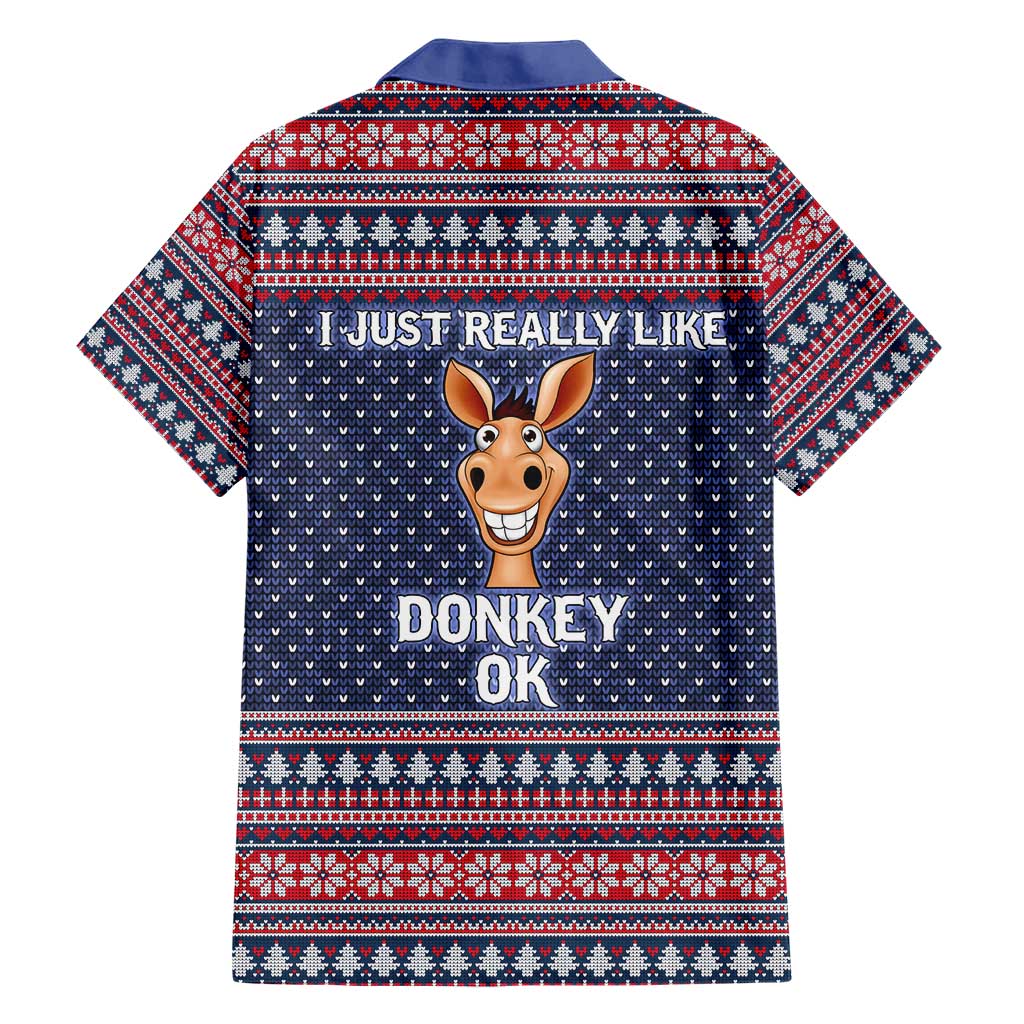 I Just Really Like Donkey Christmas Christmas Family Matching Short Sleeve Bodycon Dress and Hawaiian Shirt Xmas Holiday Patterns - Wonder Print Shop