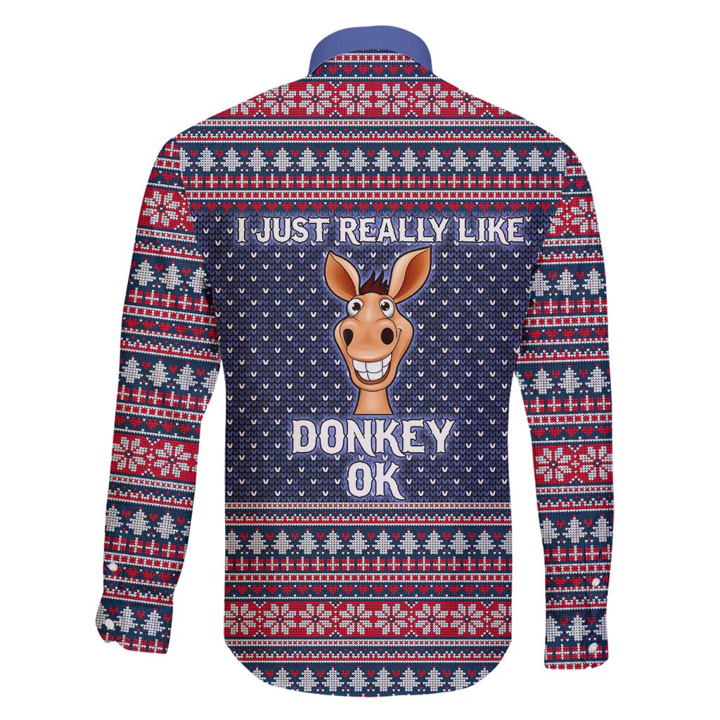I Just Really Like Donkey Christmas Christmas Family Matching Short Sleeve Bodycon Dress and Hawaiian Shirt Xmas Holiday Patterns - Wonder Print Shop
