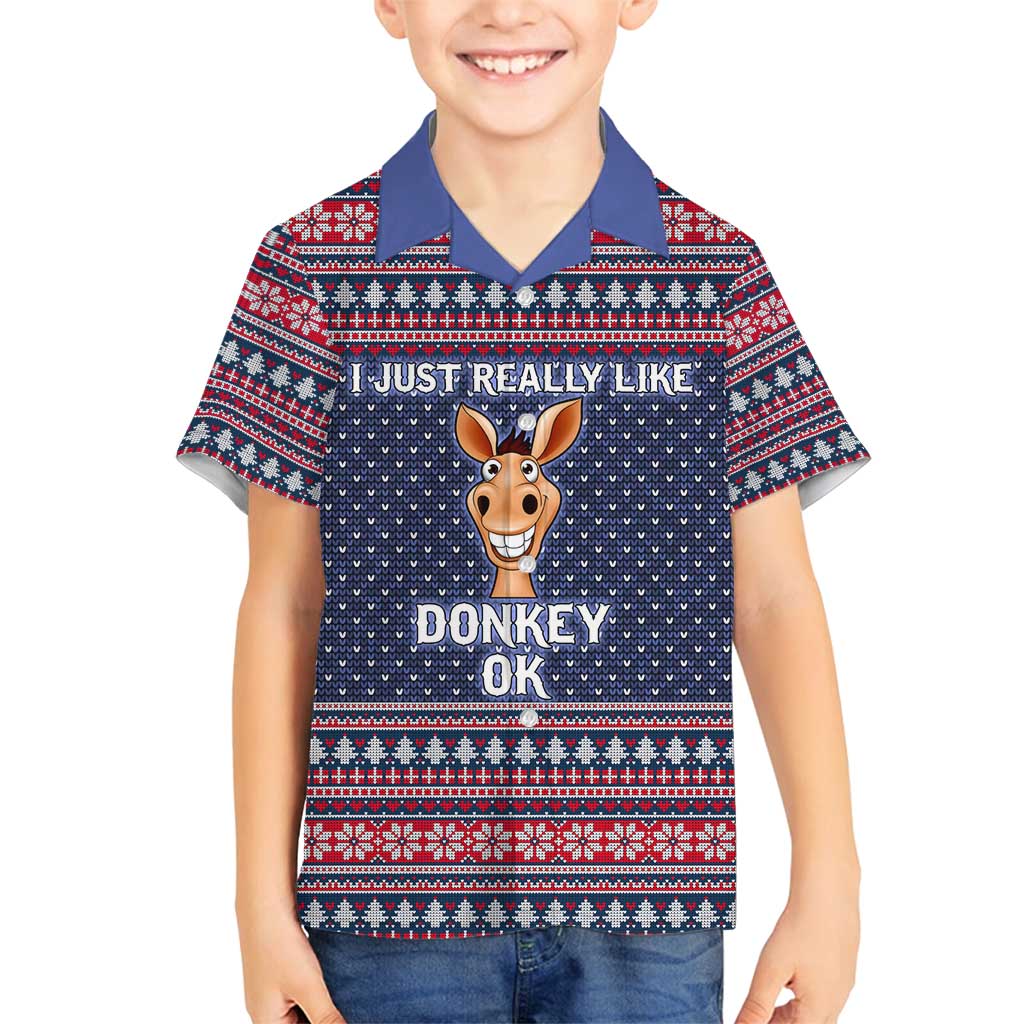 I Just Really Like Donkey Christmas Christmas Family Matching Summer Maxi Dress and Hawaiian Shirt Xmas Holiday Patterns - Wonder Print Shop