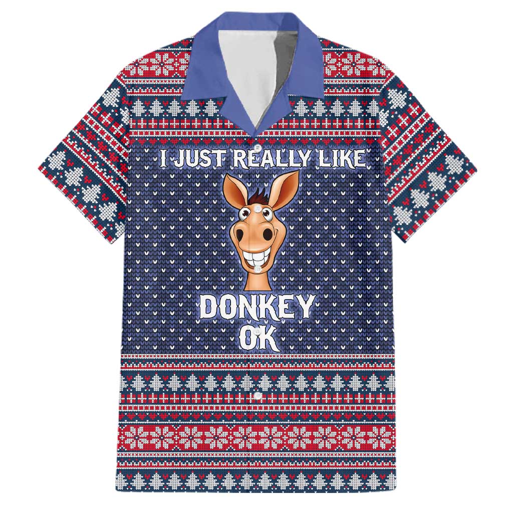 I Just Really Like Donkey Christmas Christmas Family Matching Tank Maxi Dress and Hawaiian Shirt Xmas Holiday Patterns - Wonder Print Shop