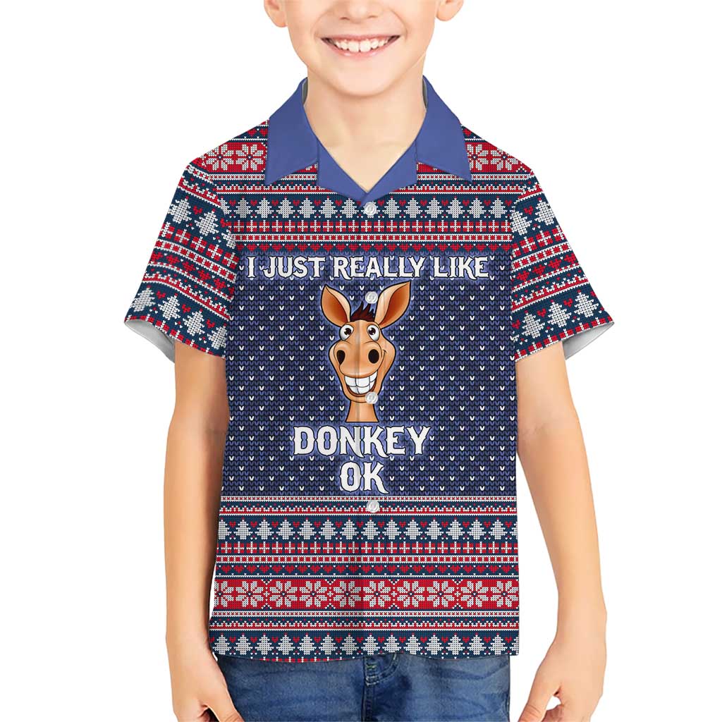 I Just Really Like Donkey Christmas Christmas Family Matching Tank Maxi Dress and Hawaiian Shirt Xmas Holiday Patterns - Wonder Print Shop