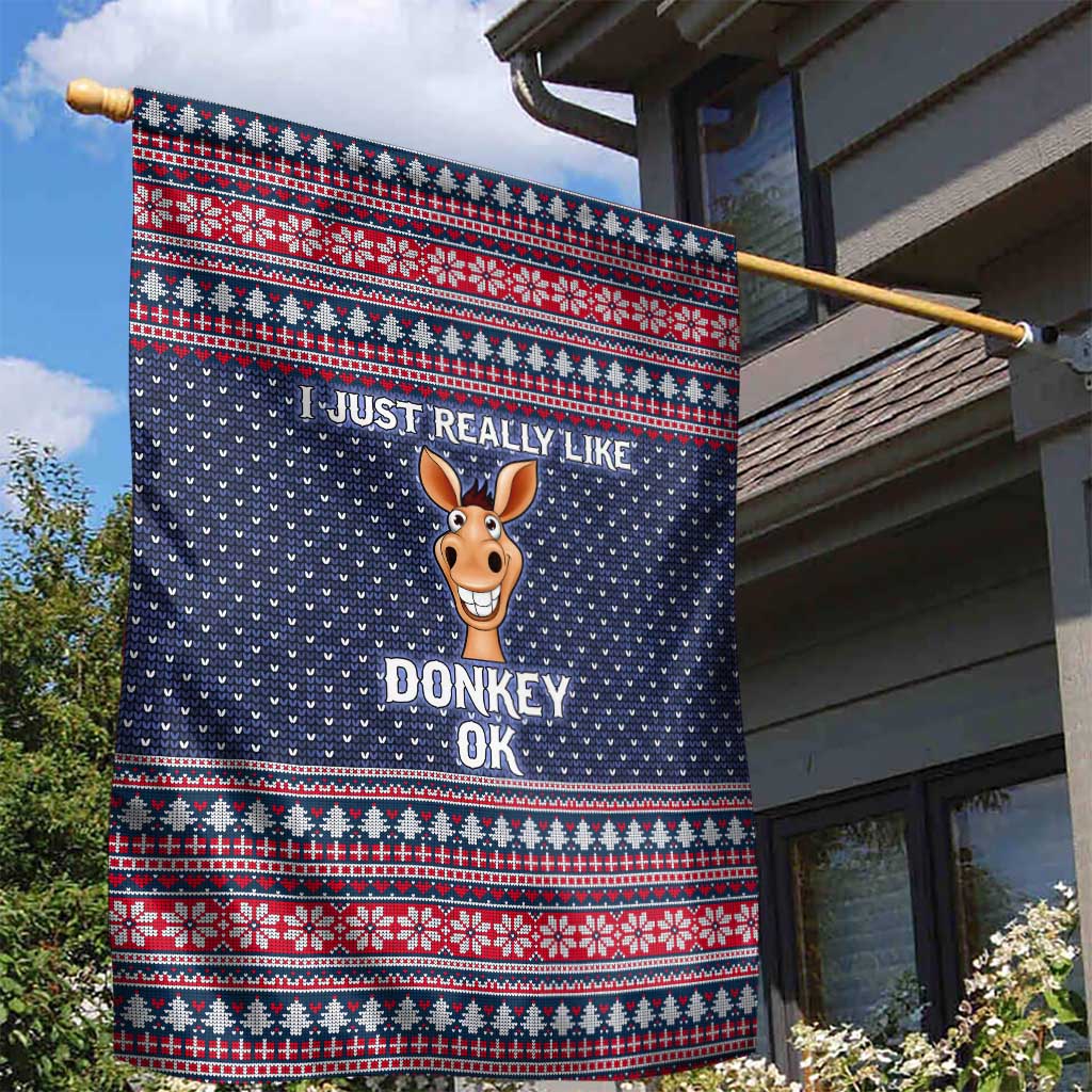 I Just Really Like Donkey Christmas Christmas Garden Flag Xmas Holiday Patterns - Wonder Print Shop