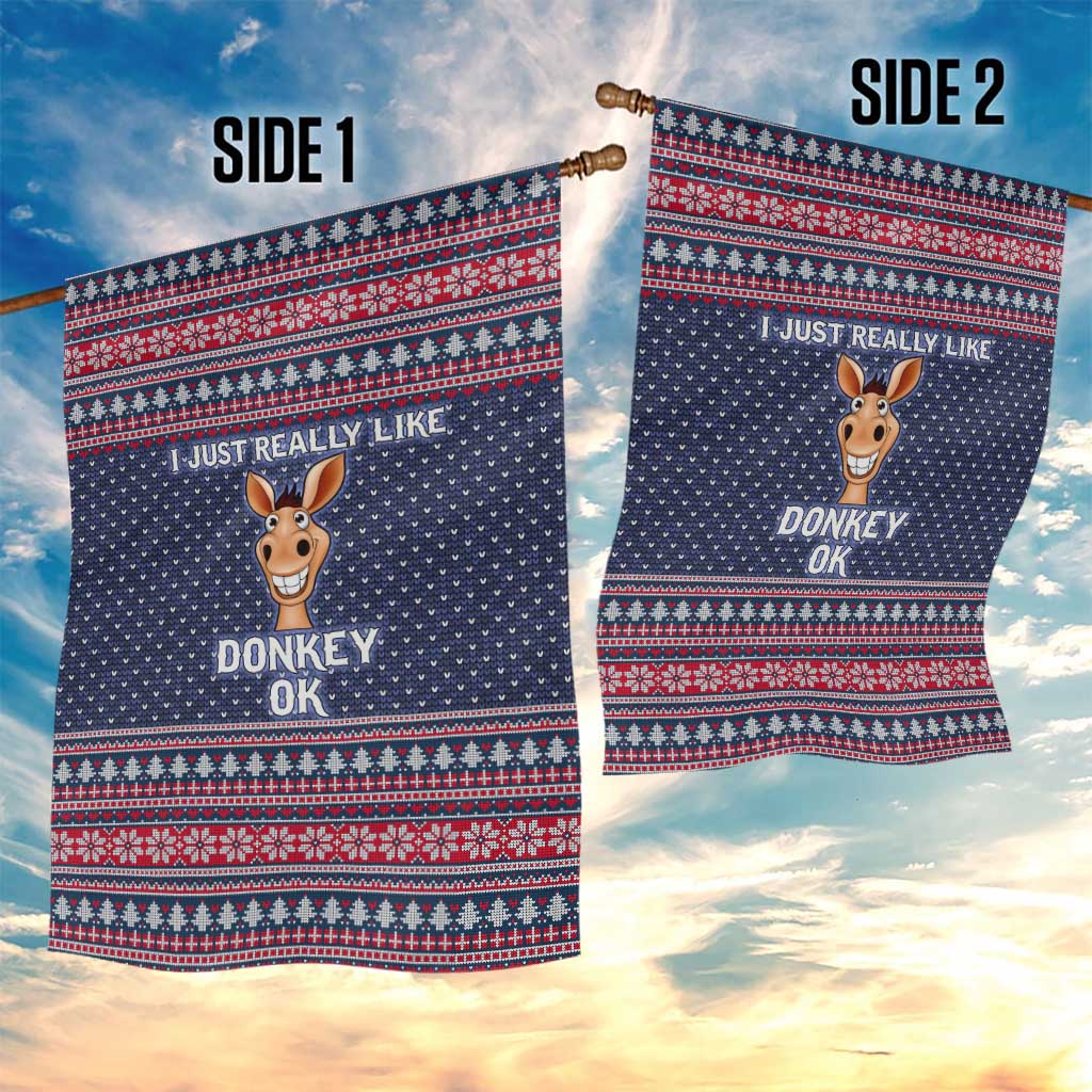 I Just Really Like Donkey Christmas Christmas Garden Flag Xmas Holiday Patterns - Wonder Print Shop
