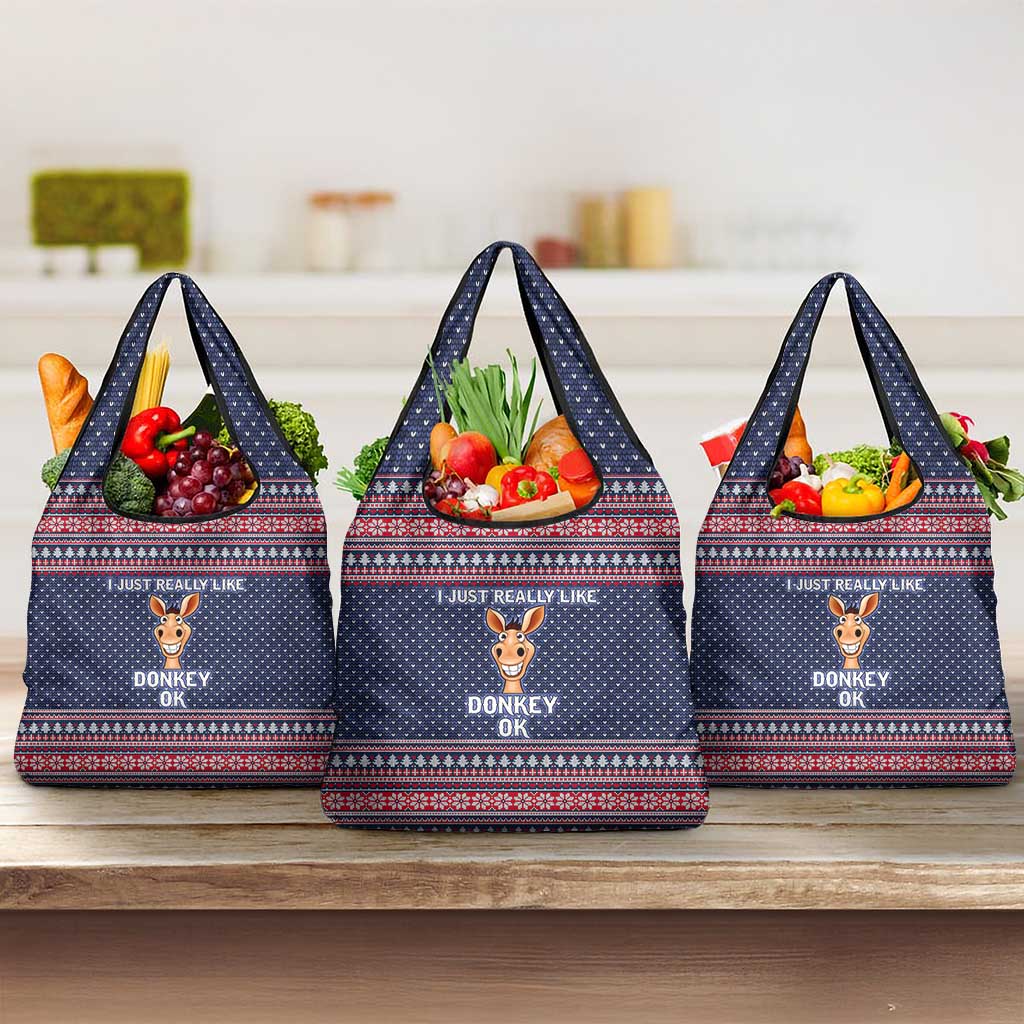 I Just Really Like Donkey Christmas Christmas Grocery Bag Xmas Holiday Patterns - Wonder Print Shop