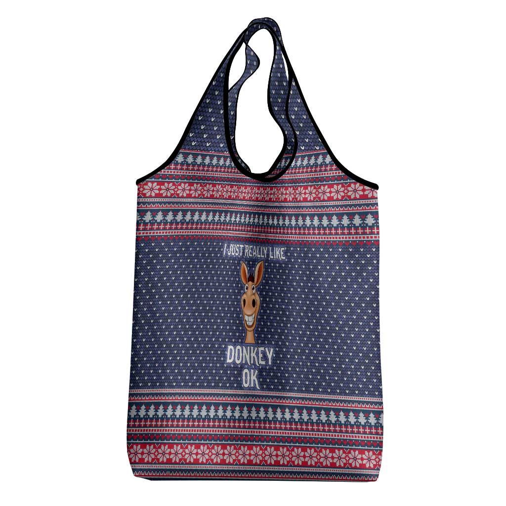 I Just Really Like Donkey Christmas Christmas Grocery Bag Xmas Holiday Patterns - Wonder Print Shop