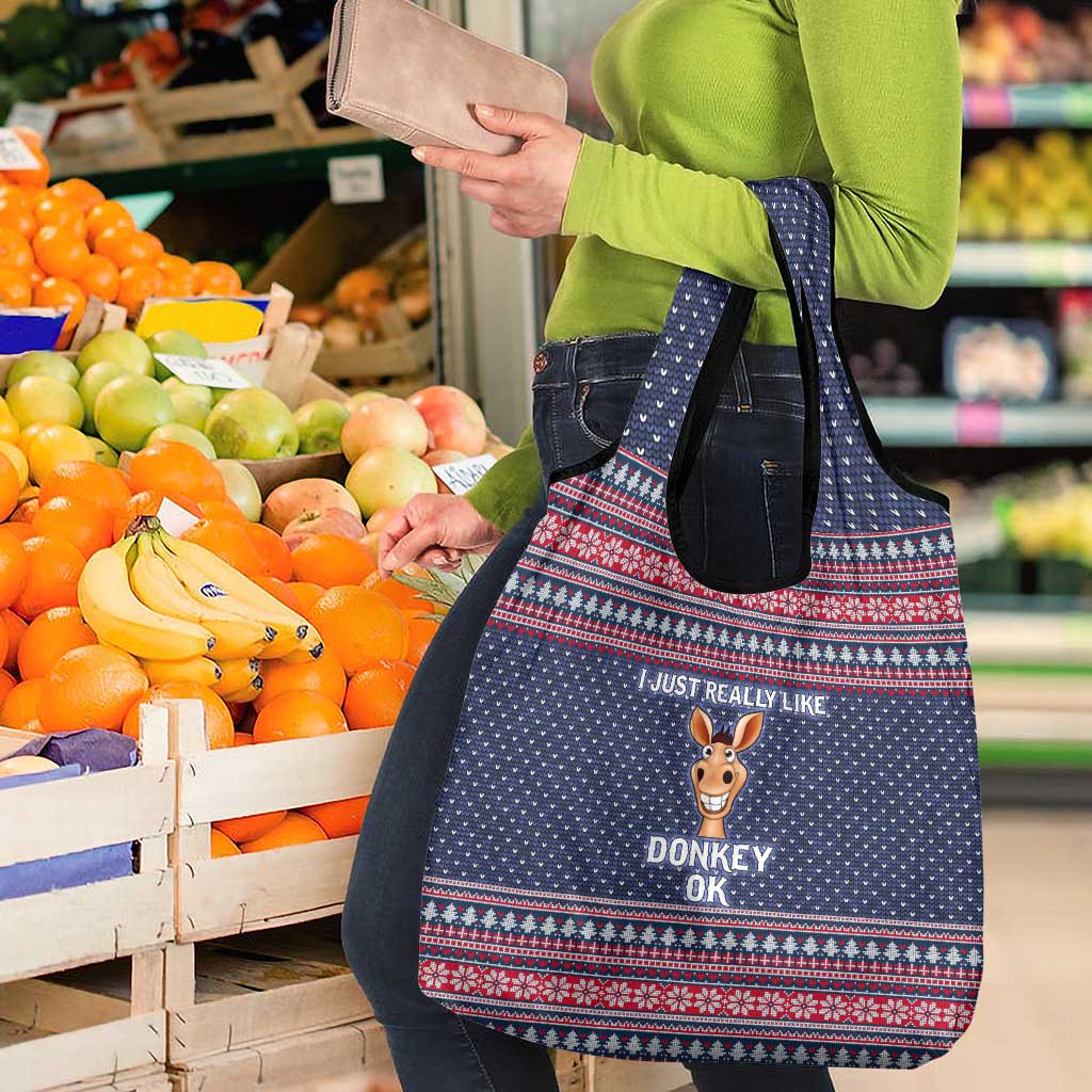 I Just Really Like Donkey Christmas Christmas Grocery Bag Xmas Holiday Patterns - Wonder Print Shop