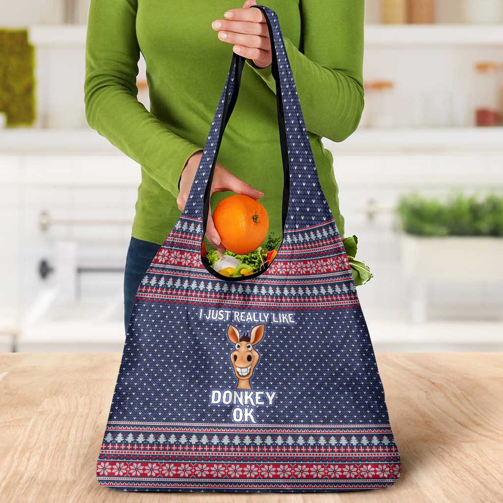 I Just Really Like Donkey Christmas Christmas Grocery Bag Xmas Holiday Patterns - Wonder Print Shop