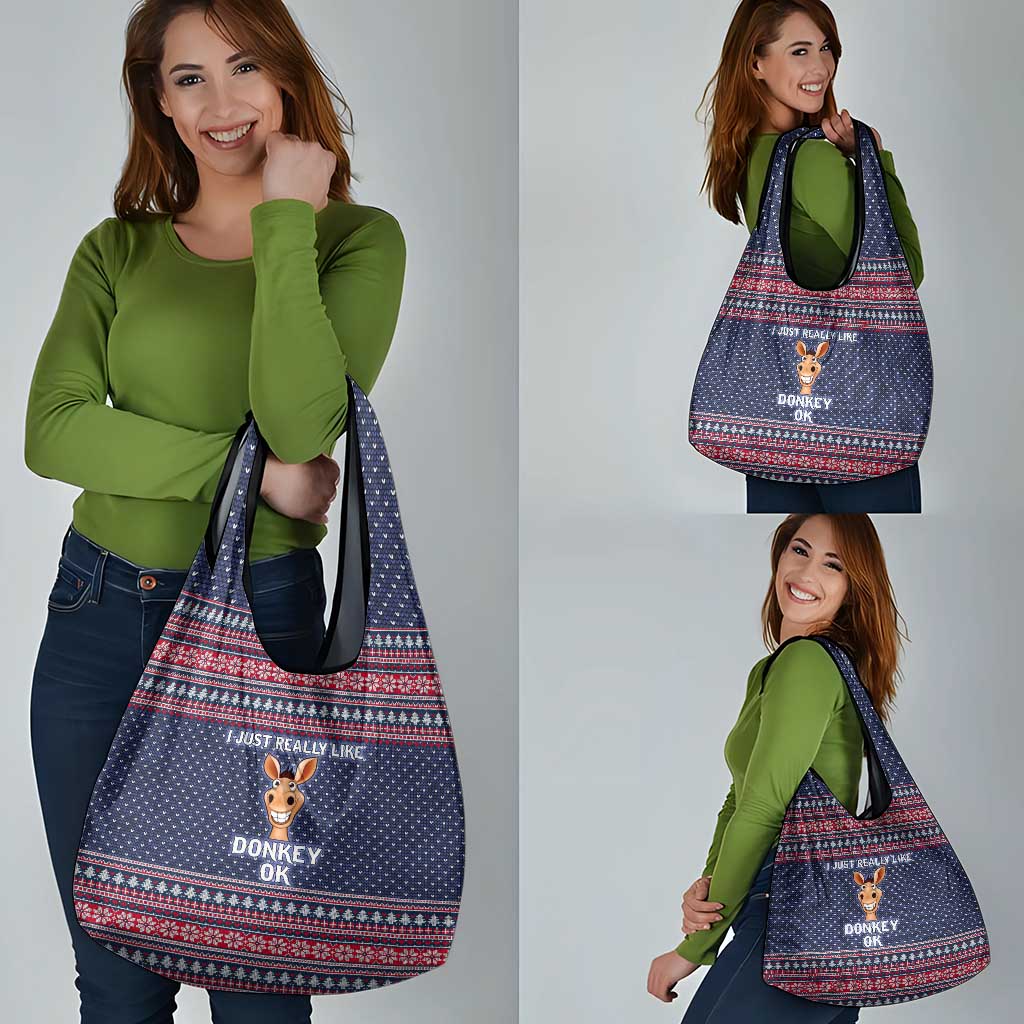I Just Really Like Donkey Christmas Christmas Grocery Bag Xmas Holiday Patterns - Wonder Print Shop