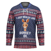 I Just Really Like Donkey Christmas Christmas Hockey Jersey Xmas Holiday Patterns - Wonder Print Shop