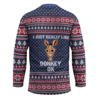 I Just Really Like Donkey Christmas Christmas Hockey Jersey Xmas Holiday Patterns - Wonder Print Shop