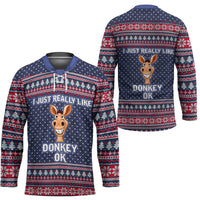 I Just Really Like Donkey Christmas Christmas Hockey Jersey Xmas Holiday Patterns - Wonder Print Shop