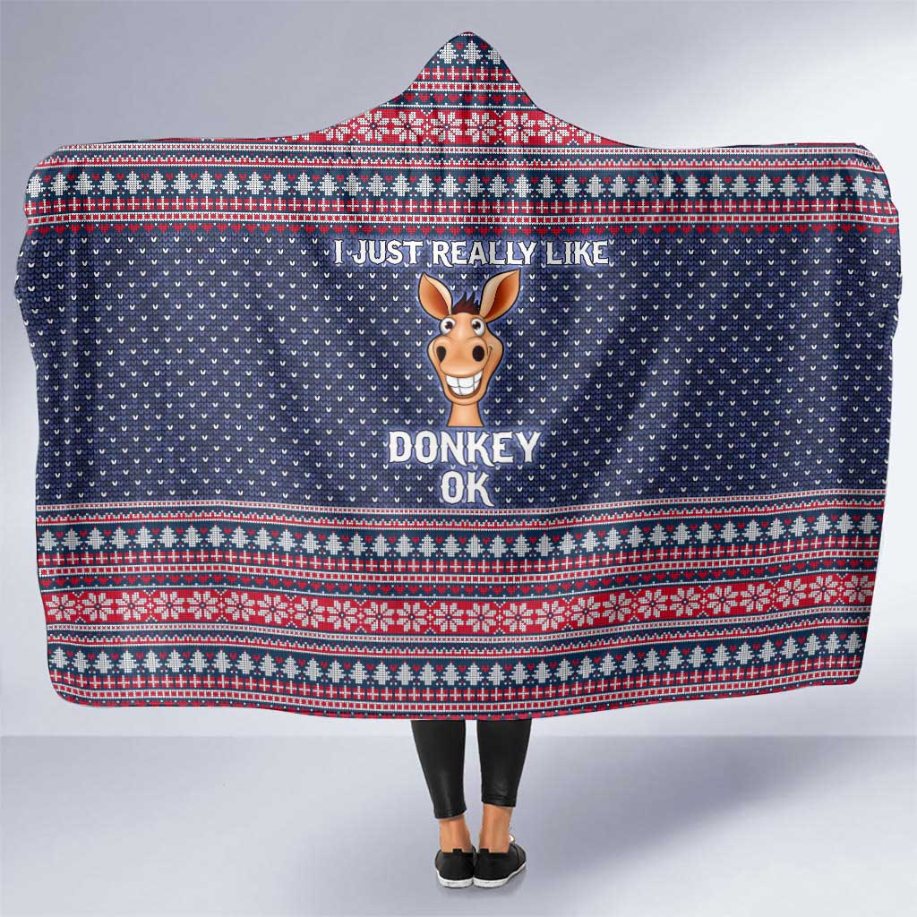 I Just Really Like Donkey Christmas Christmas Hooded Blanket Xmas Holiday Patterns - Wonder Print Shop