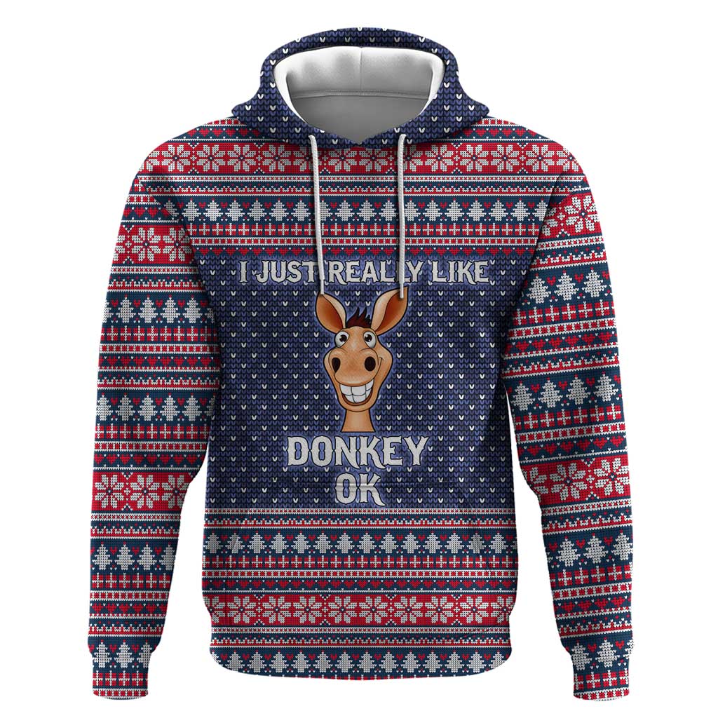 I Just Really Like Donkey Christmas Christmas Hoodie Xmas Holiday Patterns - Wonder Print Shop